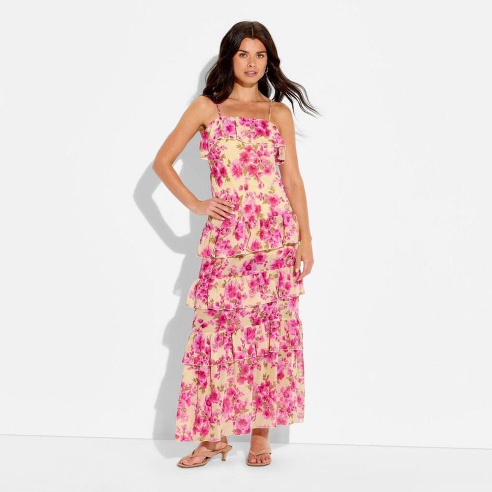 Wild Fable - Women's Flounce Tiered Maxi A-Line Dress - Wild Fa Yellow - Picture 2 of 3